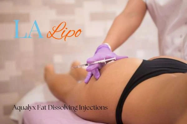 Woman having fat dissolving injections Edinburgh on thighs