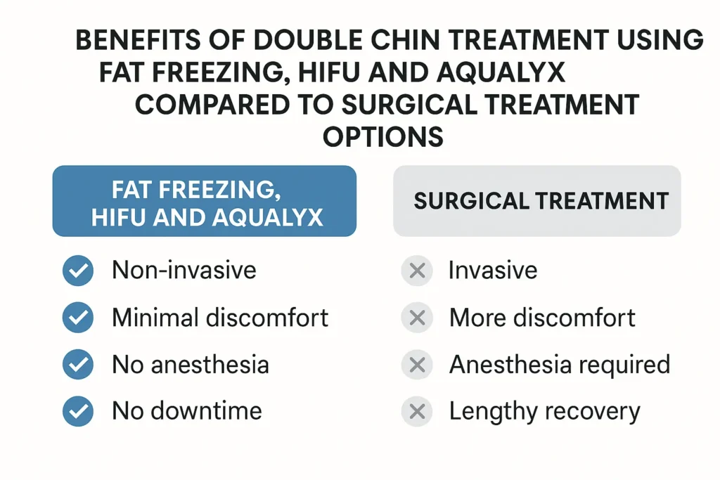 Graphic about the benefits of double chin treatment Edinburgh - from LA LIPO