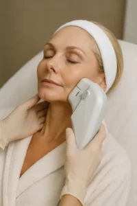 Woman receiving HIFU non surgical facelift treatment Edinburgh